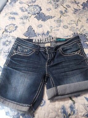 Hydraulic Indigo Denim Rolled-Hem Shorts